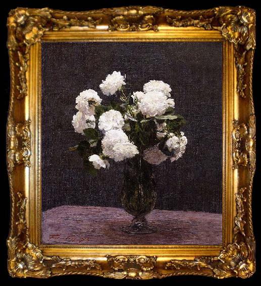 framed  Henri Fantin-Latour White Roses,, ta009-2